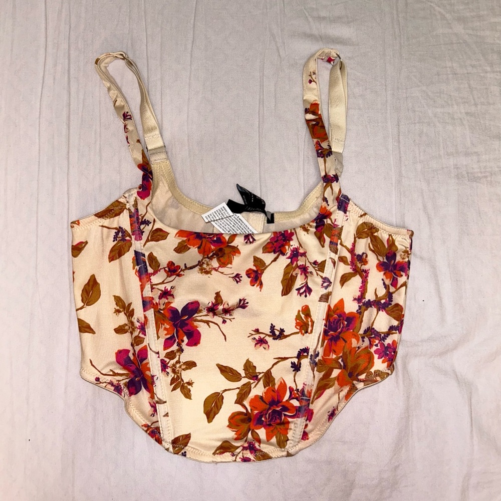 NWT forever, 21 beige floral corset top